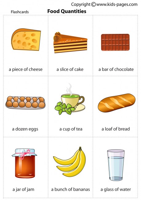 Food Quantities Flashcard Food Quantities Flashcard
